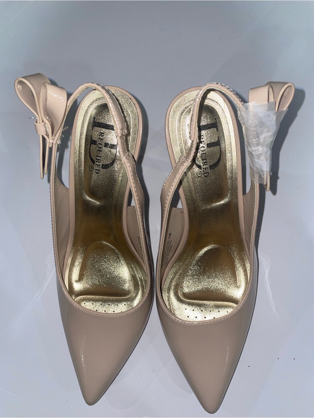 ID Required Pointed Toe Slingback Dollhouse Classy Nude Patent Pumps